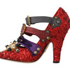 Dolce &amp; Gabbana Rote Pailletten-Heels mit Kristallnieten