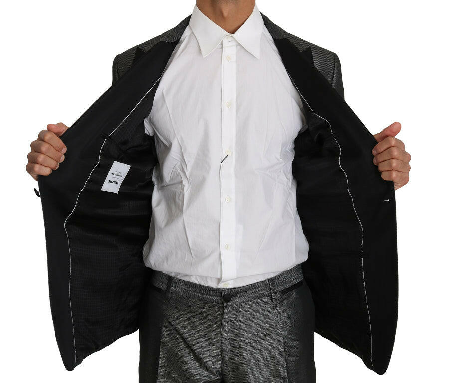 Dolce &amp; Gabbana Grau gemusterter MARTINI 2-teiliger Anzug