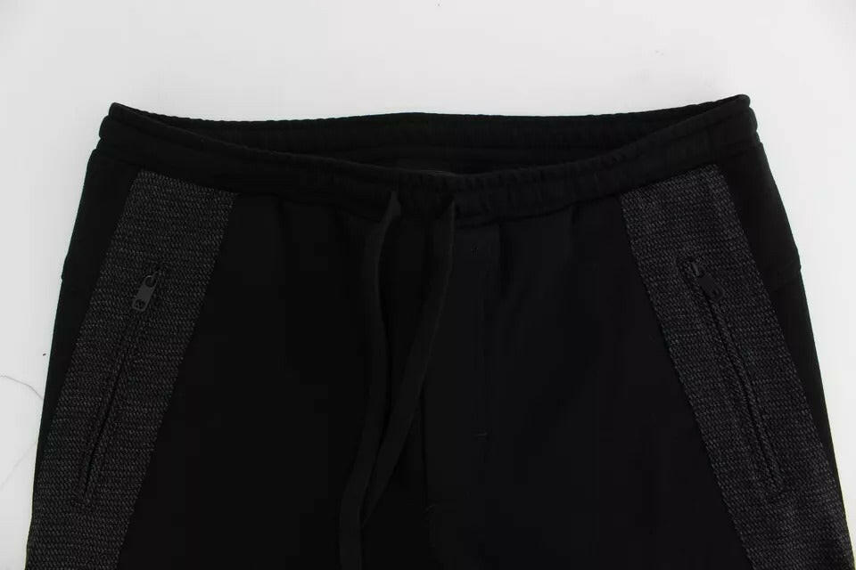 Dolce &amp; Gabbana Schwarz Grau Wolle Casual Hose Streifen Hose