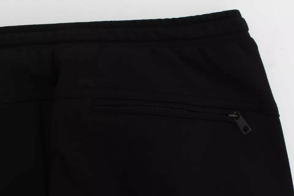 Dolce &amp; Gabbana Schwarz Grau Wolle Casual Hose Streifen Hose