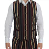 Dolce & Gabbana Multicolor Striped Runway 3 Piece Slim Fit Vest Suit