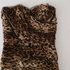 Robe longue sirène froncée en mousseline de soie à imprimé léopard marron Dolce &amp; Gabbana