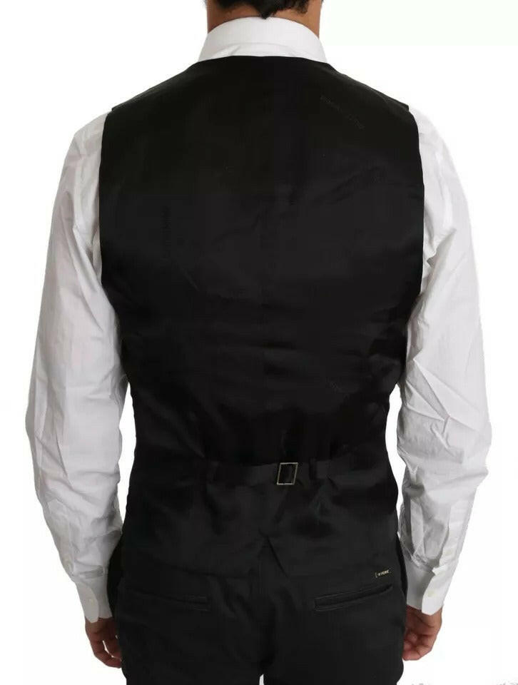 Dolce & Gabbana Black Wool Logo Waistcoat Vest