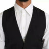 Dolce & Gabbana Black Wool Logo Waistcoat Vest