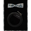 Dolce & Gabbana White Blue Silk Bowtie Leather Belt Gift Box Set