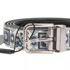 Dolce & Gabbana White Blue Silk Bowtie Leather Belt Gift Box Set
