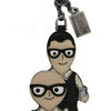 Dolce & Gabbana Silver Leather Dominico Stefano #DGFAMILY Logo Badge Keychain