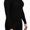 Dolce &amp; Gabbana Schwarzes Langarm-Top aus Schurwolle, Bluse
