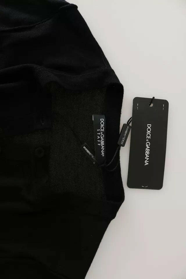 Dolce &amp; Gabbana Schwarzes Langarm-Top aus Schurwolle, Bluse