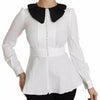 Dolce & Gabbana Black White Decorative Buttons Tops Shirt Blouse