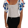 Dolce & Gabbana White Polka Silk Corset Bustier Top