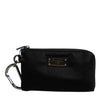 Dolce & Gabbana Black Nylon Logo Plaque Keyring Pouch Clutch Bag