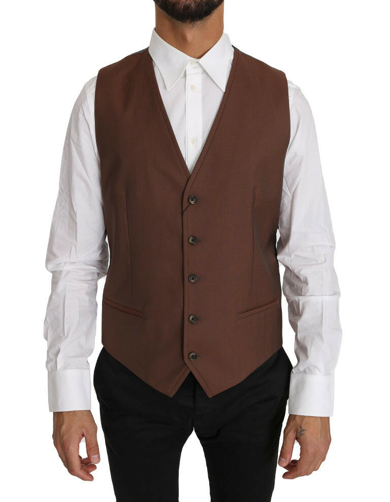 Gilet formel Dolce &amp; Gabbana Sleek Bronze et Gris Slim Fit