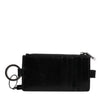 Dolce & Gabbana Black Horse Leather Lanyard Logo Card Holder Wallet