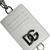 Dolce & Gabbana White Calf Leather Lanyard Logo Card Holder Wallet