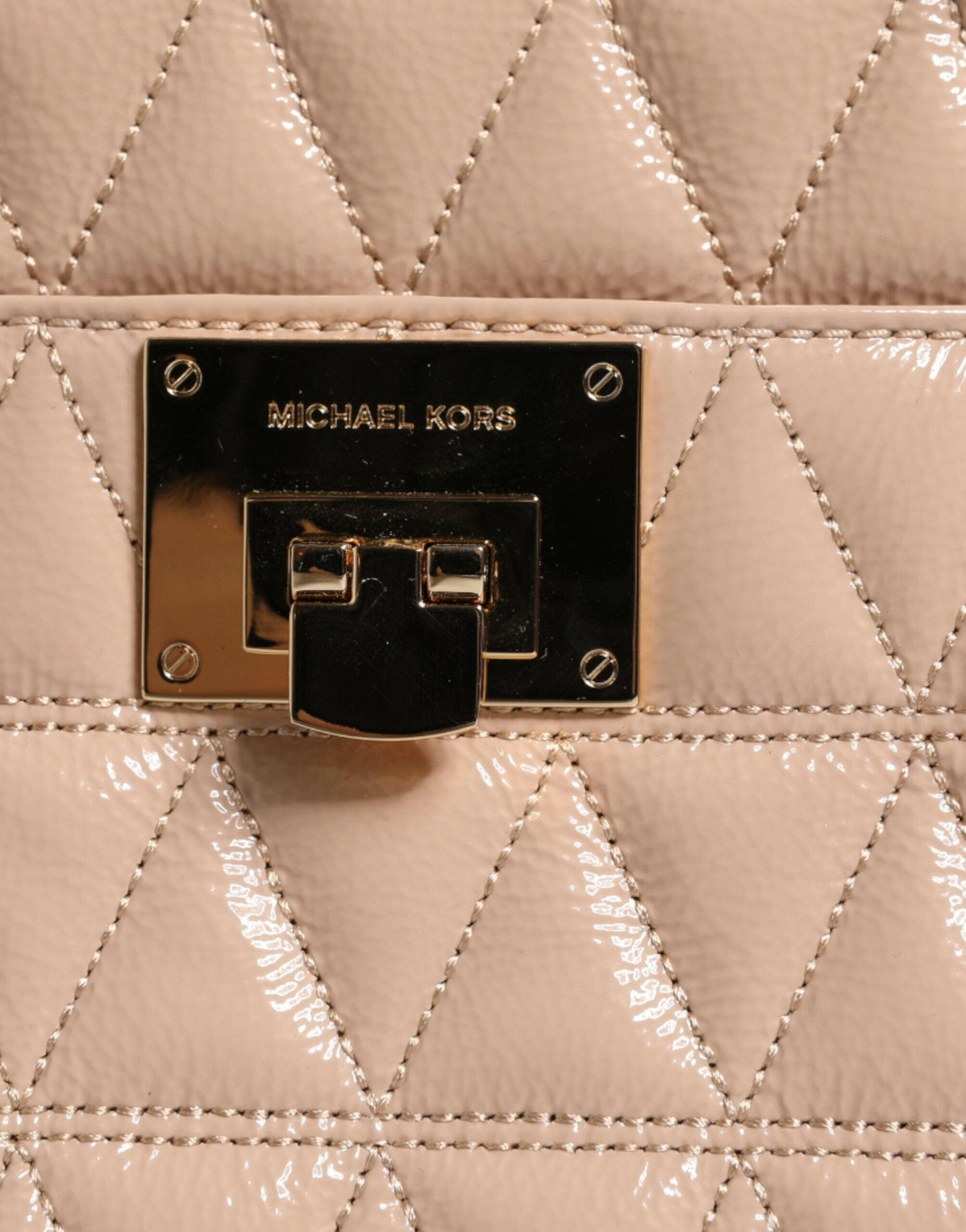 Sac messager Michael Kors VIVIANNE en cuir matelassé pêche avec logo