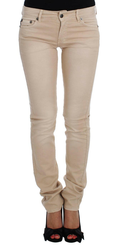 Cavalli Slim Fit Jeans aus Baumwollstretch in Beige-Waschung