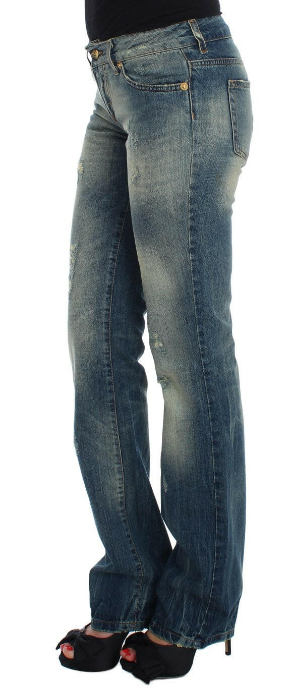 Cavalli – Blaue Jeans mit niedriger Taille aus Baumwolle