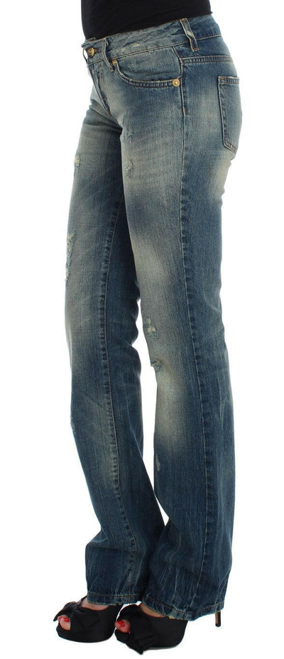 Cavalli – Blaue Jeans mit niedriger Taille aus Baumwolle