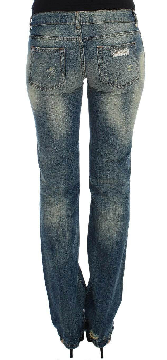 Cavalli – Blaue Jeans mit niedriger Taille aus Baumwolle
