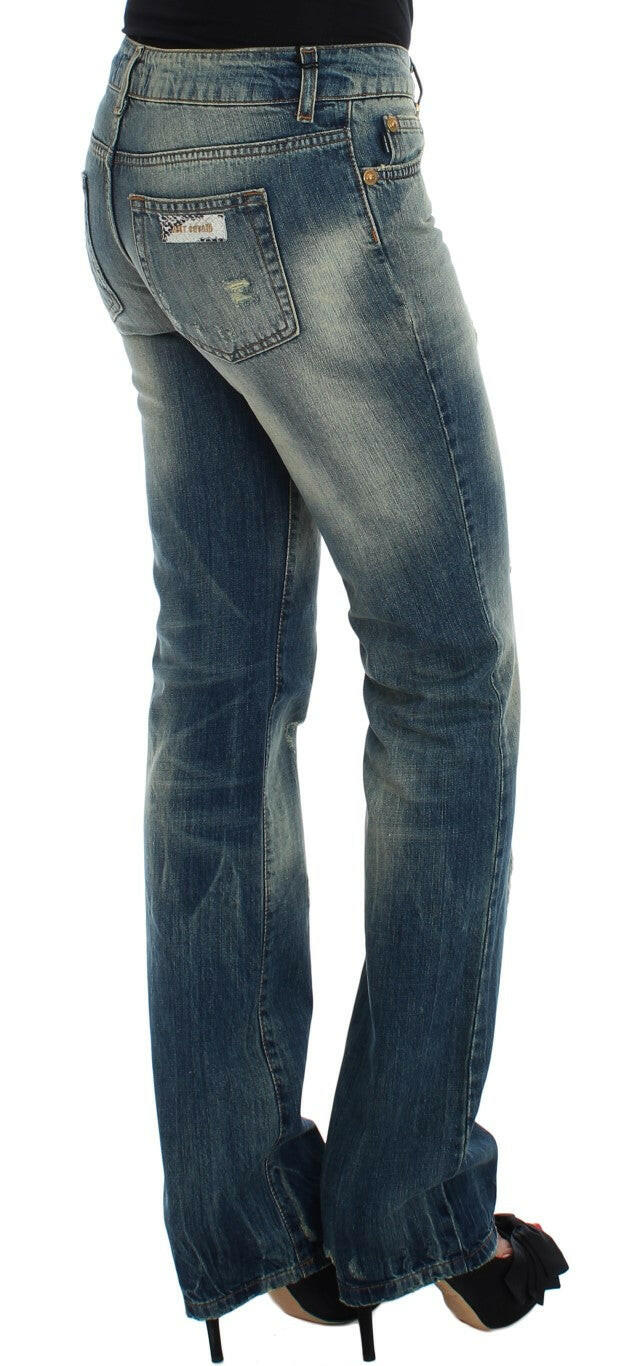 Cavalli – Blaue Jeans mit niedriger Taille aus Baumwolle