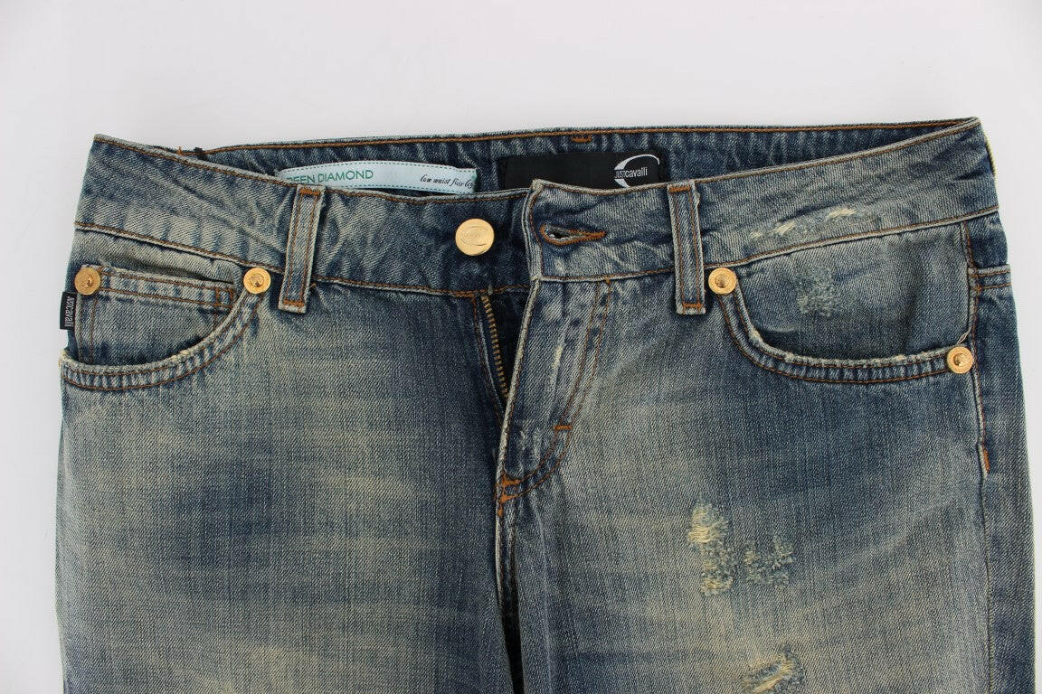 Cavalli – Blaue Jeans mit niedriger Taille aus Baumwolle