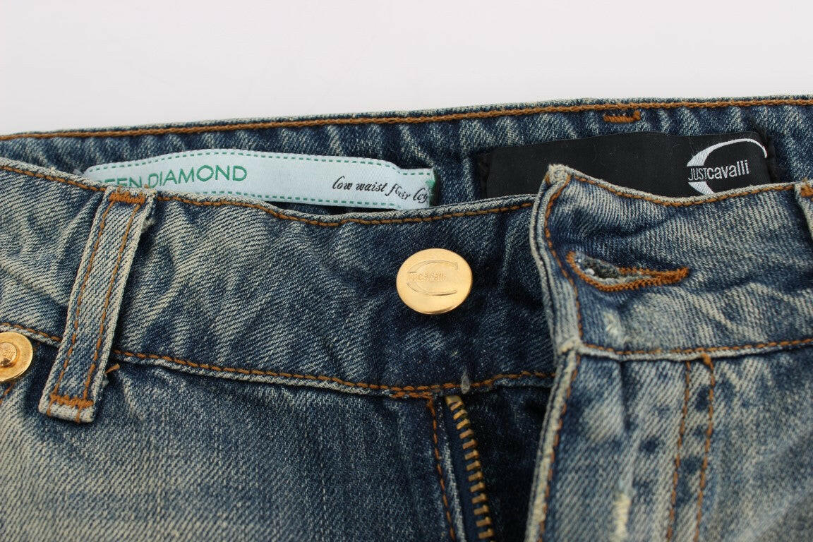 Cavalli – Blaue Jeans mit niedriger Taille aus Baumwolle