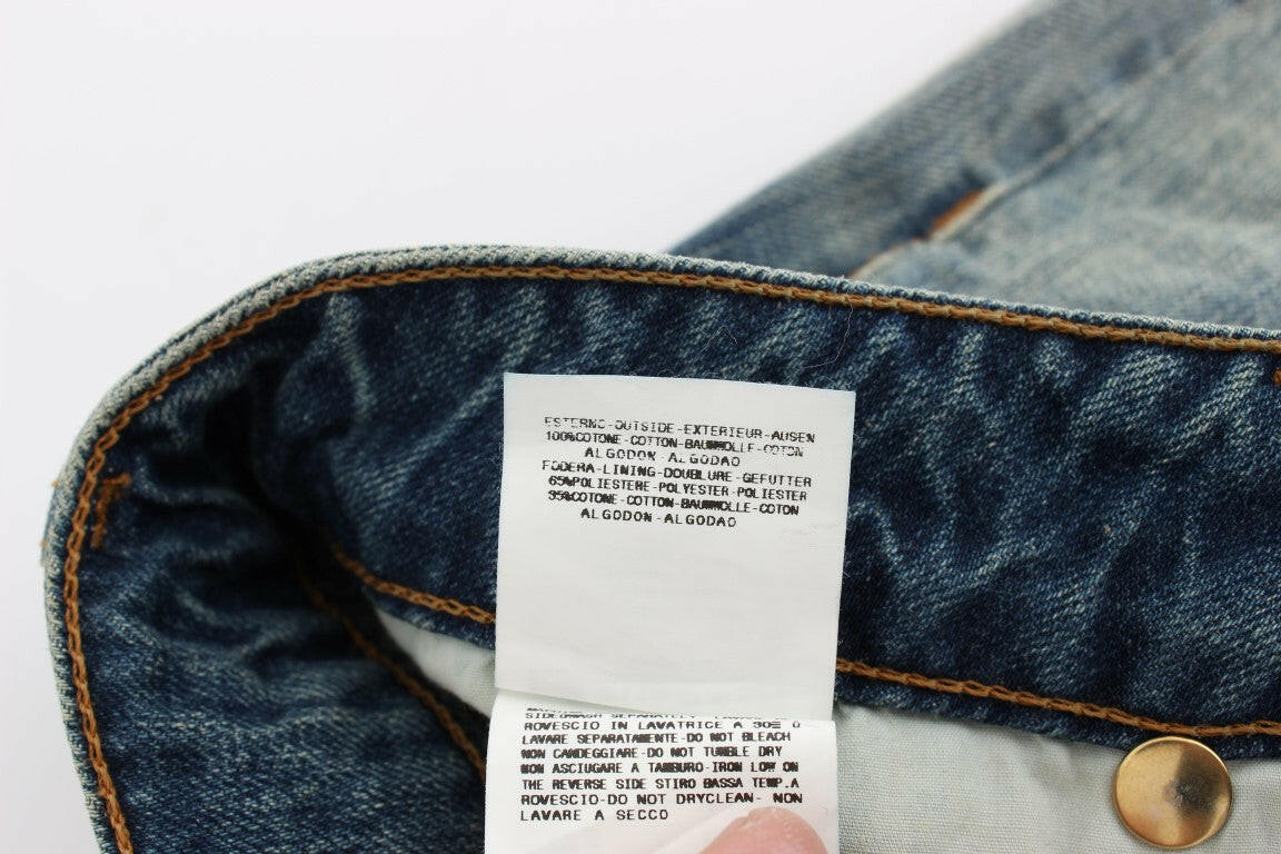 Cavalli – Blaue Jeans mit niedriger Taille aus Baumwolle