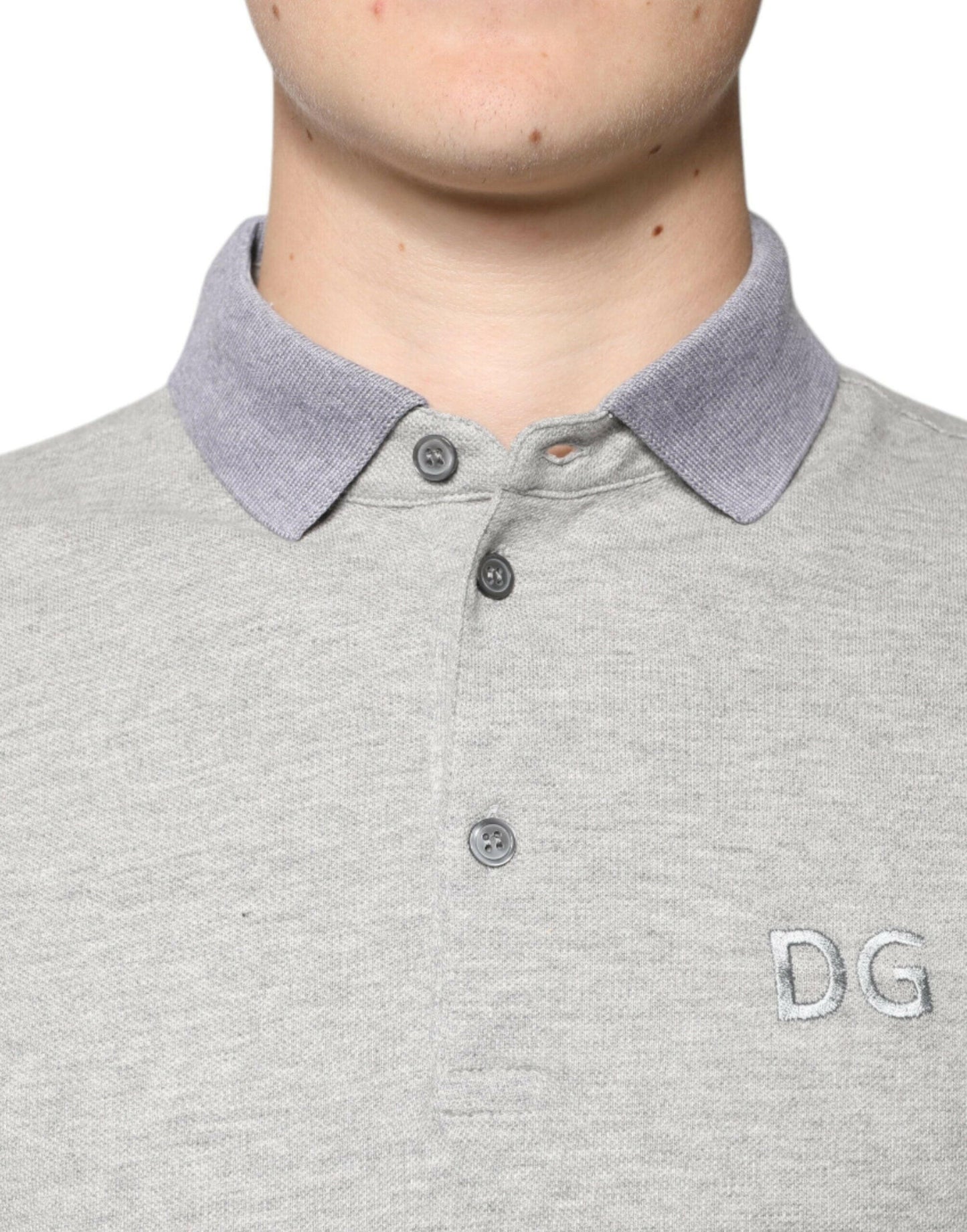 Polo gris à manches courtes et col pour homme Dolce &amp; Gabbana