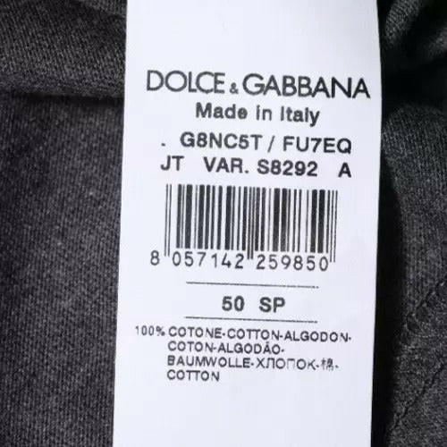 Dolce &amp; Gabbana – Dunkelgraues T-Shirt mit Rundhalsausschnitt und kurzen Ärmeln