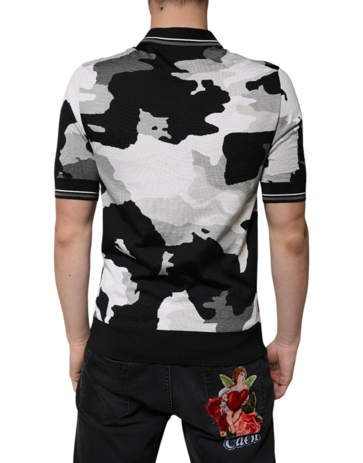 Polo à col camouflage multicolore Dolce &amp; Gabbana