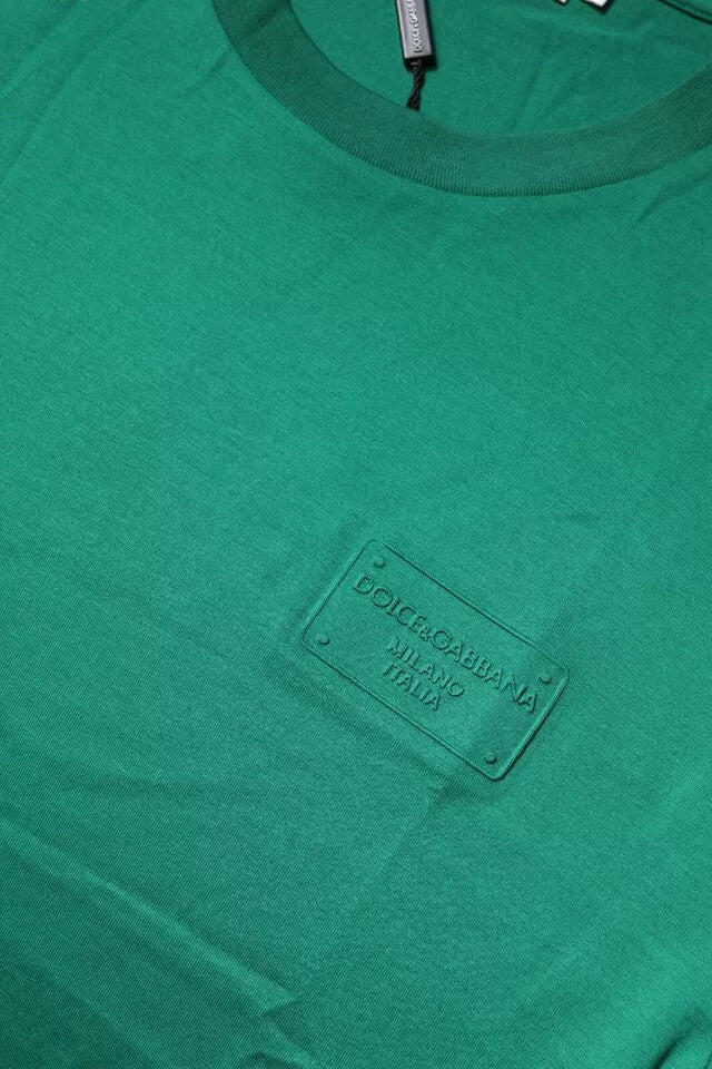 Dolce &amp; Gabbana – Grünes T-Shirt mit Rundhalsausschnitt und kurzen Ärmeln und Logo