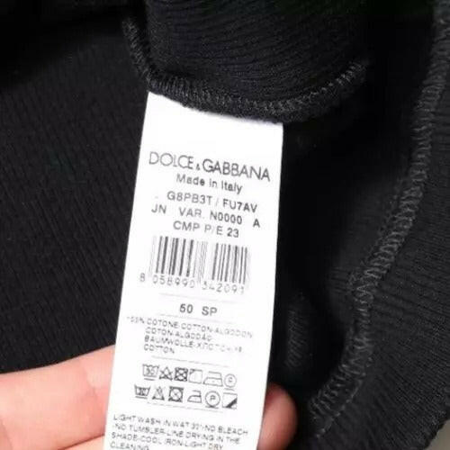 Dolce &amp; Gabbana – Schwarzes, ärmelloses Tank-T-Shirt aus Baumwolle mit Rundhalsausschnitt