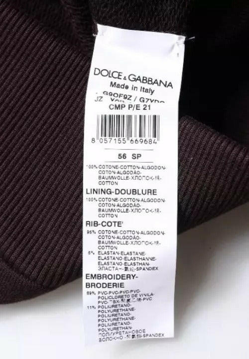 Dolce & Gabbana Brown Cotton Hooded Men Sweatshirt Sweater