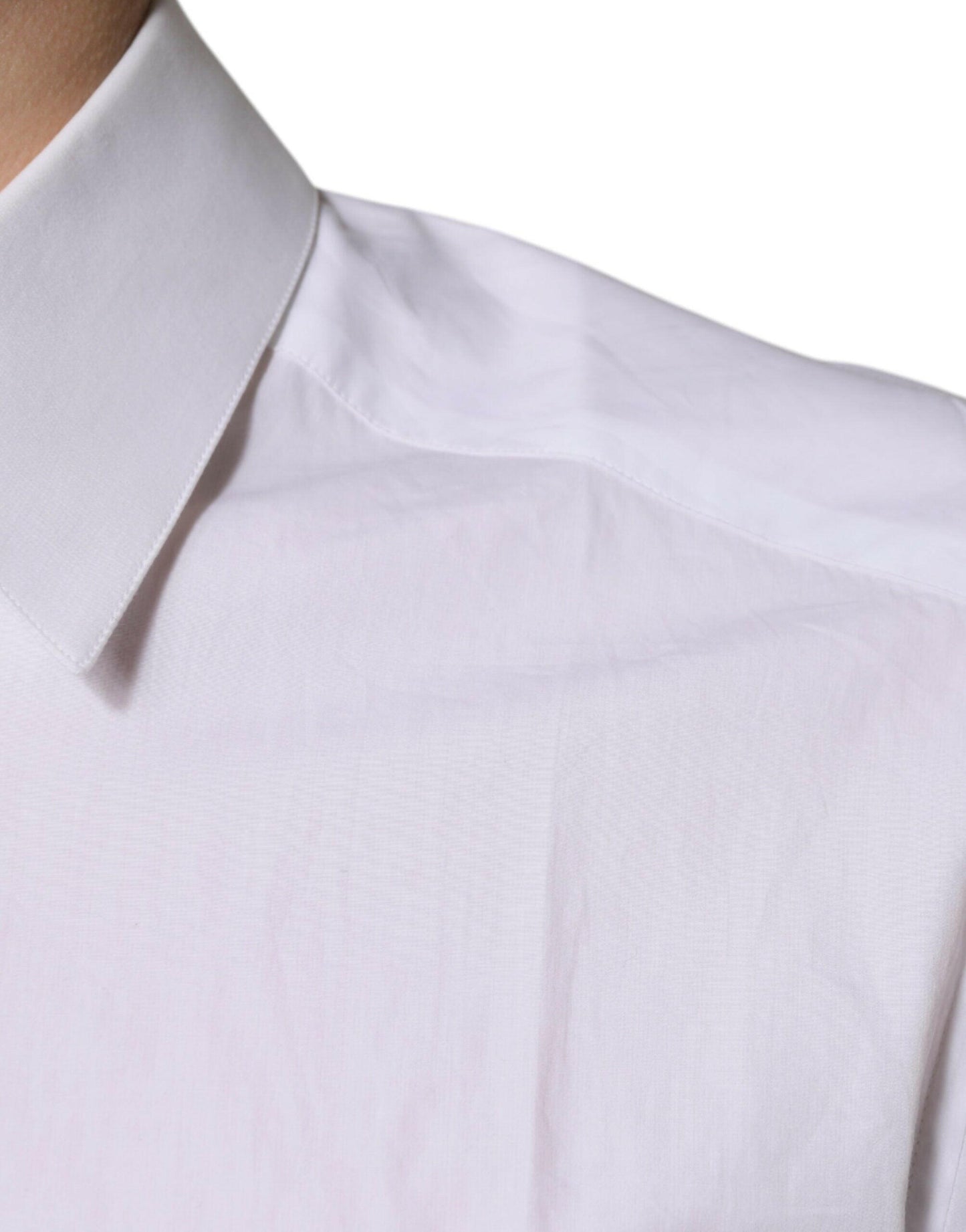 Dolce &amp; Gabbana Weißes Langarmhemd aus Baumwolle in Gold