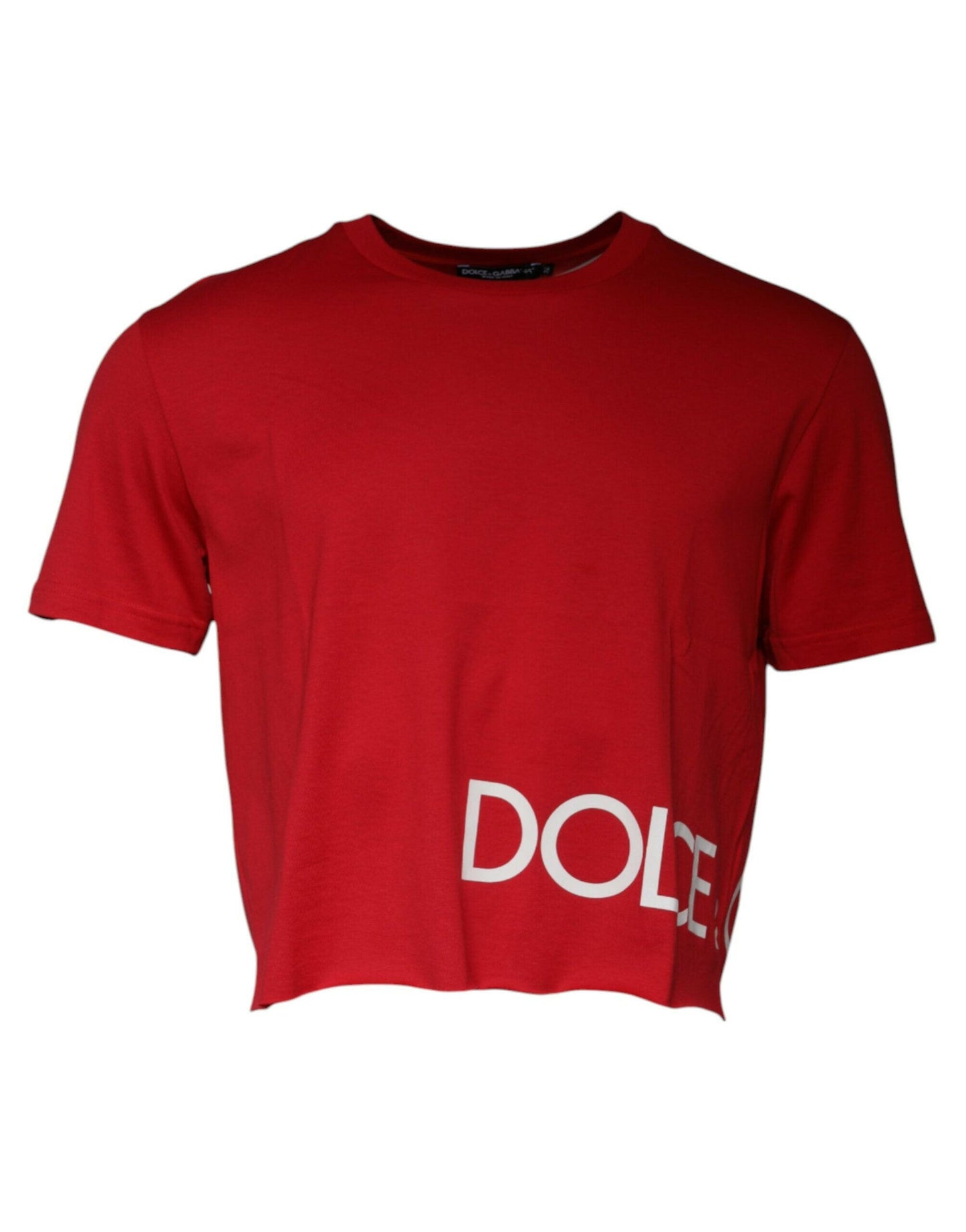 T-shirt court à col rond et imprimé logo rouge Dolce &amp; Gabbana