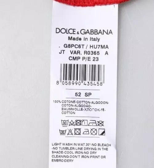 T-shirt court à col rond et imprimé logo rouge Dolce &amp; Gabbana
