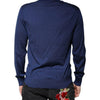 Dolce & Gabbana Navy Blue Cashmere V-neck Pullover Sweater