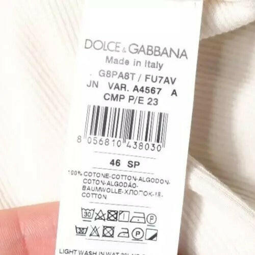 T-shirt sans manches à col rond en coton blanc cassé Dolce &amp; Gabbana