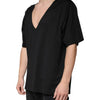 Dolce & Gabbana Black Cotton V-neck Short Sleeves T-shirt