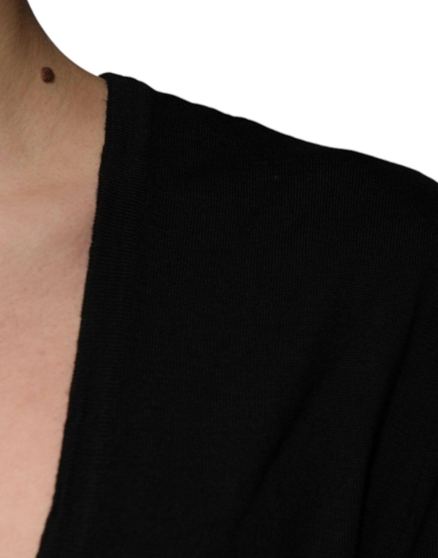 Pull col rond en laine noire Dolce &amp; Gabbana