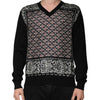 Dolce & Gabbana Black Logo Wool V-neck Pullover Sweater
