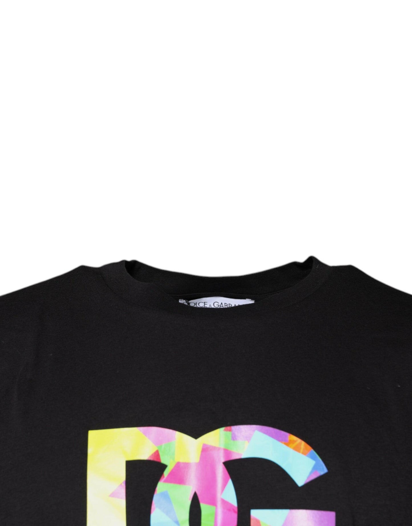 T-shirt ras du cou en coton noir avec logo imprimé Dolce &amp; Gabbana