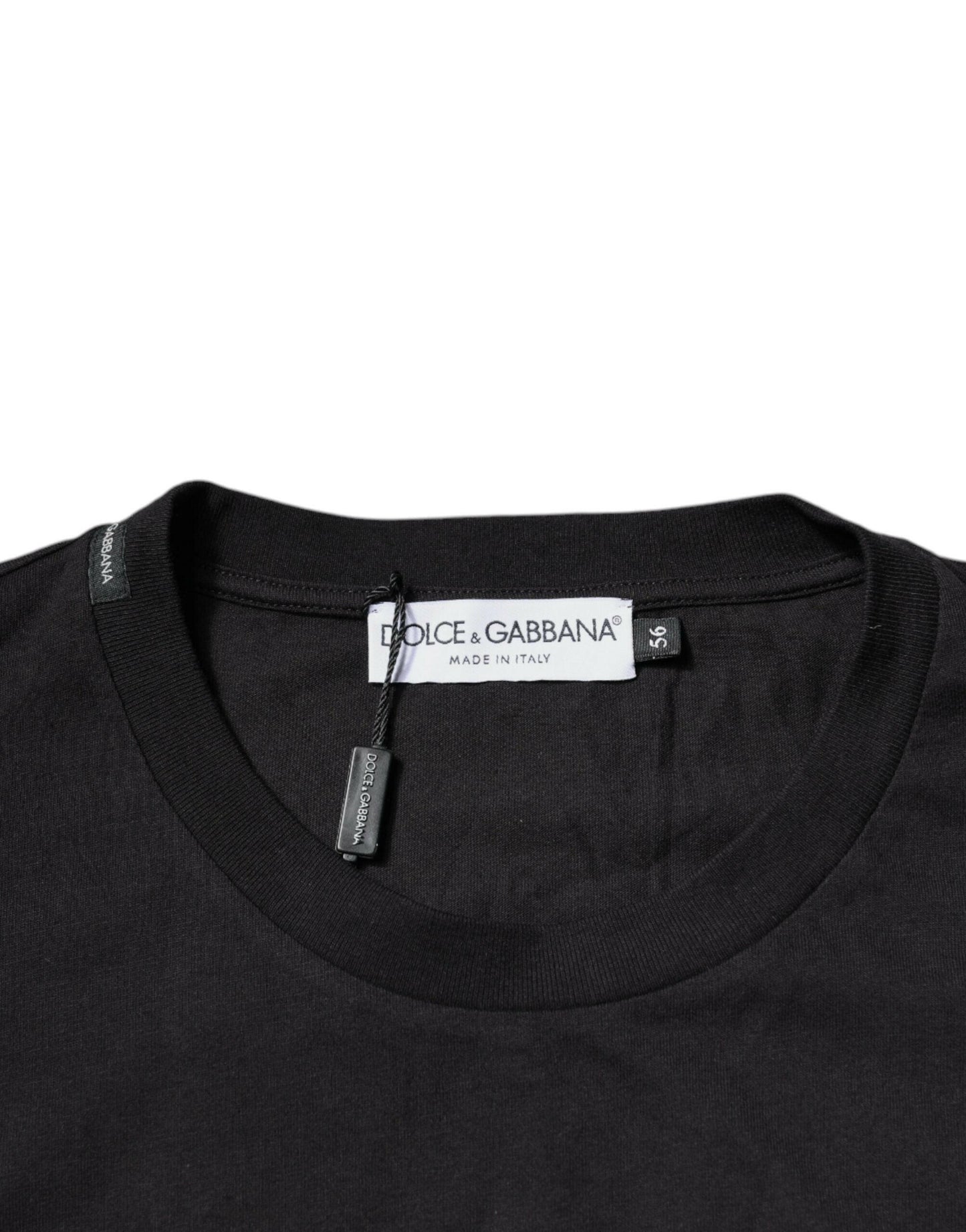 T-shirt ras du cou en coton noir avec logo imprimé Dolce &amp; Gabbana