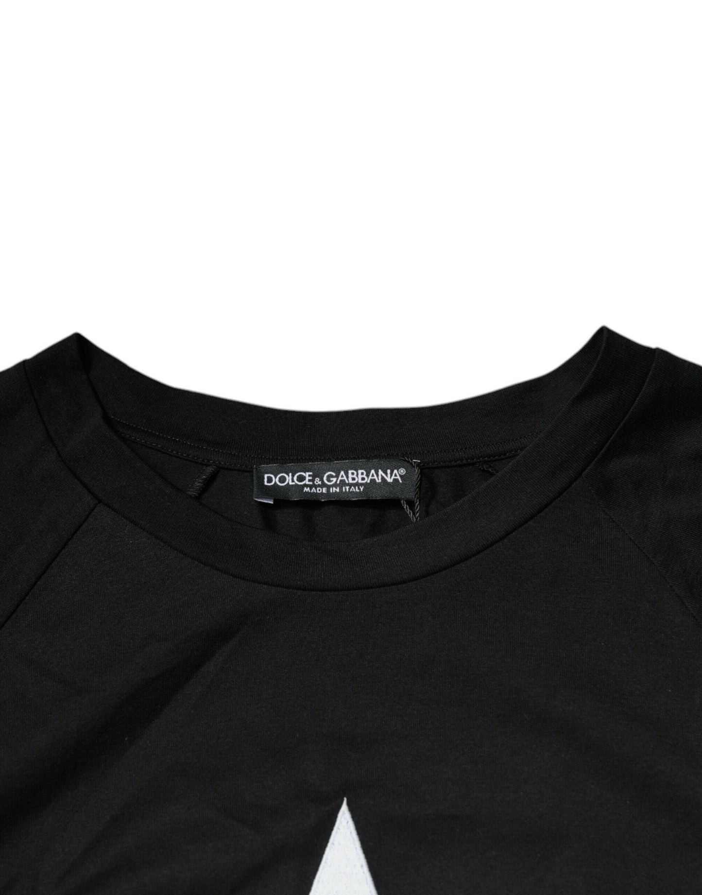 Dolce &amp; Gabbana – Schwarzes Baumwoll-T-Shirt mit Rundhalsausschnitt und Logo-Print