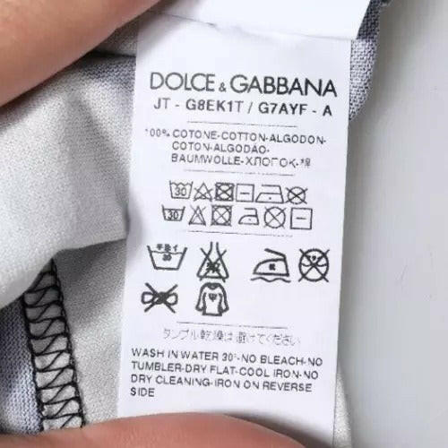 Dolce &amp; Gabbana – Schwarz-weißes bedrucktes Baumwoll-T-Shirt mit Rundhalsausschnitt