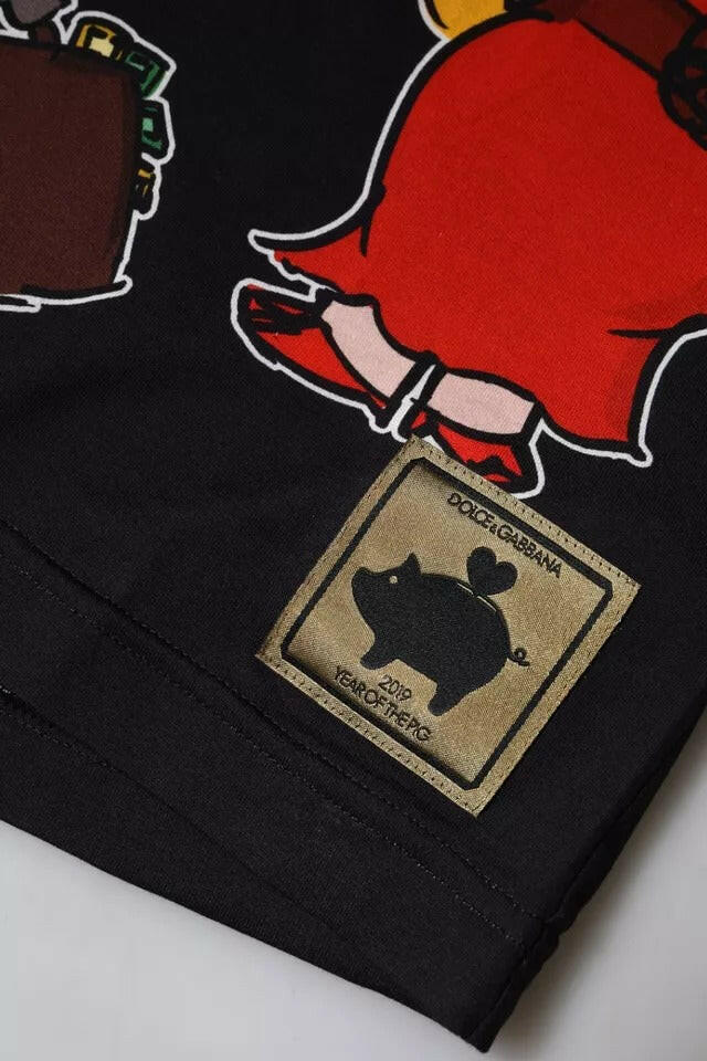 T-shirt ras du cou noir Dolce &amp; Gabbana Année du Cochon 2019