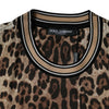Dolce &amp; Gabbana – Braunes, kurzärmliges T-Shirt mit Rundhalsausschnitt und Leopardenmuster