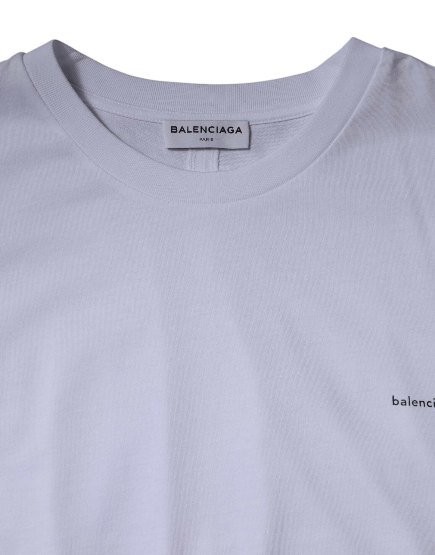 Balenciaga – Weißes Baumwoll-T-Shirt mit Rundhalsausschnitt und kurzen Ärmeln und Logo