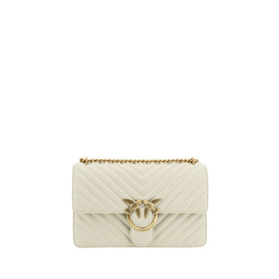 PINKO White Calf Leather Bos Taurus Shoulder Bag